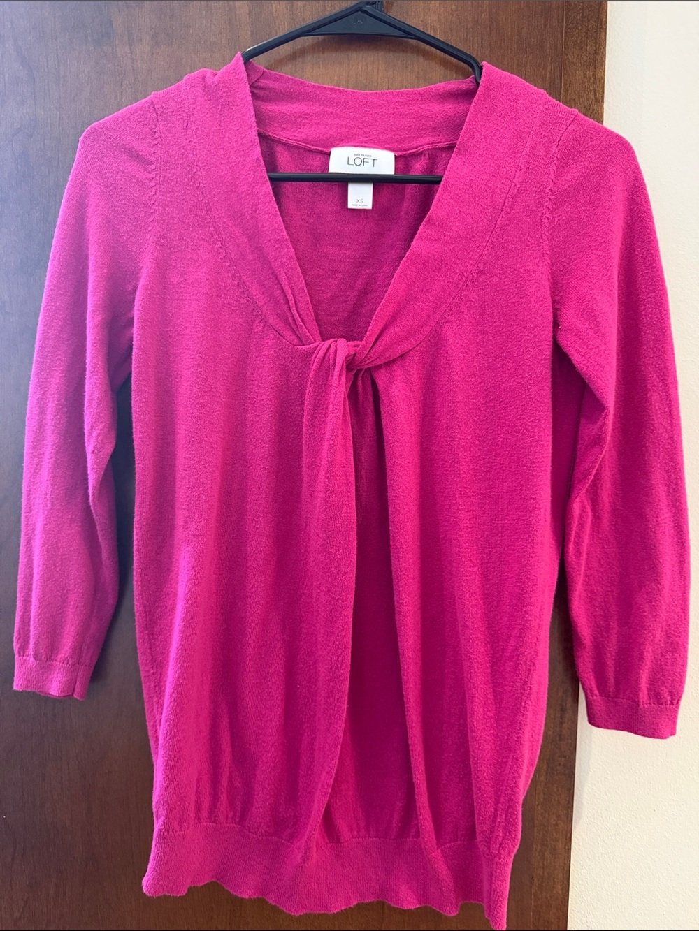 LOFT Women's Bright Fuchsia Tie-Front Sweater